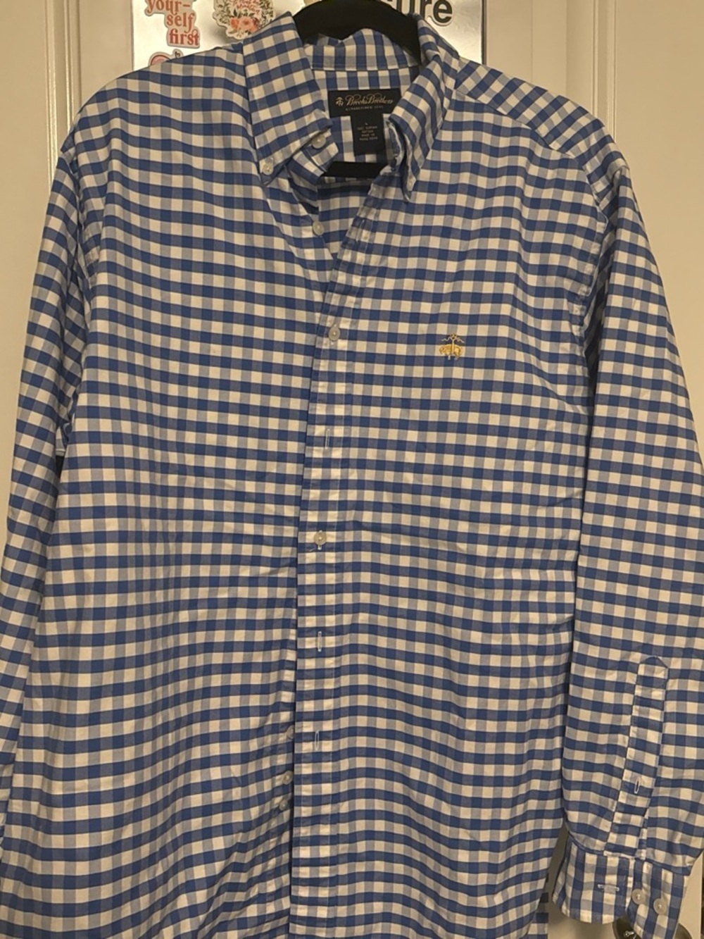 Brooks Brothers Blue & White Gingham Button-Down Shirt size L